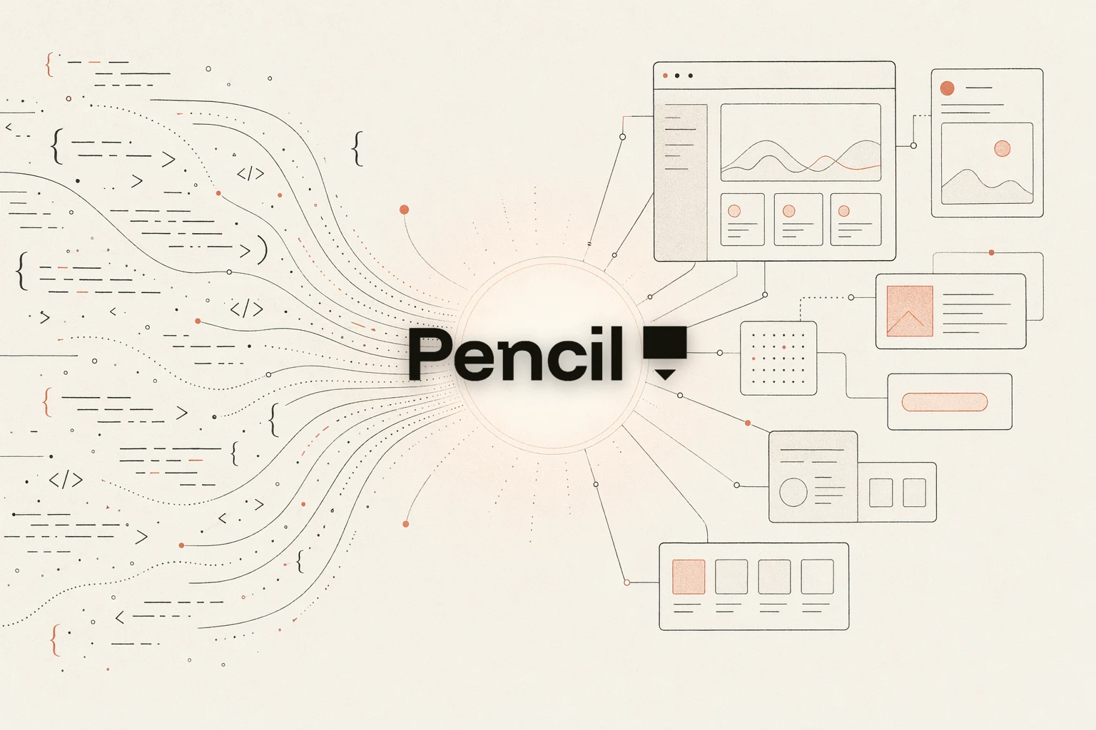 OpenDesign vs Pencil.dev — デザインキャンバスがあなたの所有するファイルのリポジトリへと収束する暖かい紙の編集風イラスト