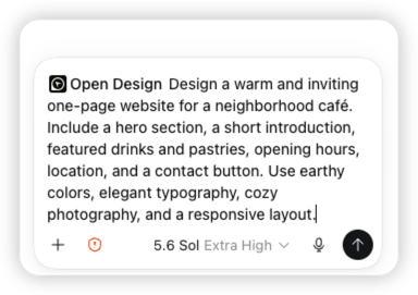 真实 Codex 提示词，请 OpenDesign 创建一个温暖的社区咖啡馆网站